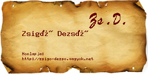 Zsigó Dezső névjegykártya